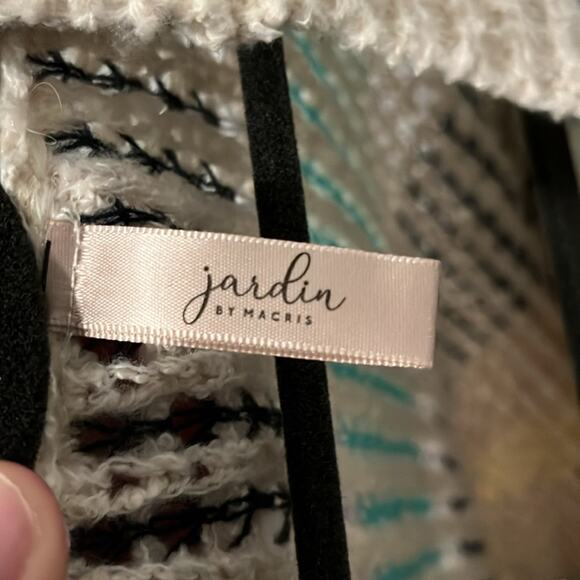 Jardin by Macris Oversized Striped Open Front Boho Cardigan Sweater - Picture 8 of 9